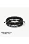 Black Steel Clip-On Leather and Matte Onyx Natural Stone 2-Piece Combination Men's Bracelet Set - 4
