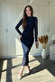 Drapeli Jacquard Sleeve Detailed Glitter Tulle Dress - 7