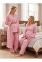 New Season Powder Muslin Fabric Double-Breasted Tie-Up Special Design with Breastfeeding Feature Long Sleeve 100% Cotton Maternity Pajama Set - 2