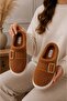 Women's Tan Buckle Plush Winter House Slippers Dowry Slippers Gift Slippers Stc1327 - 4