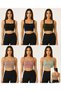 Women's Sports Bustier Thick Straps Square Neck Ribbed Crop Bustier Flexible Casual Athlete Top - 4