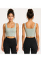 Women's Sports Bustier Thick Straps Square Neck Ribbed Crop Bustier Flexible Casual Athlete Top