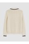 Ecru Peter Pan collar Lace-Like Knit Women's Knitwear Cardigan - 6