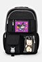 Girl's Black Kuromi 2-Piece School Bag Set with Accessories - Backpack, Thermo Lunch Bag - 3