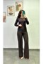 Front Ironed High Waist Wide Leg Cotton Fabric Trousers - 2