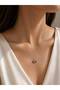 Women's Gold Color Steel Chain Necklace with Stone Evil Eye Figure