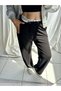 Women's Black Color Elastic Waistband with Writing, Combed Cotton, Wide Leg Sweatpants - 6