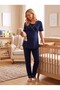 New Season Navy Blue Polka Dot Double Breasted Collar Breastfeeding-Friendly Design Short Sleeve Maternity Pajama Set - 3