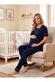 New Season Navy Blue Polka Dot Double Breasted Collar Breastfeeding-Friendly Design Short Sleeve Maternity Pajama Set - 6
