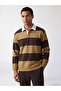 Lcw Vision Yellow Polo Collar Striped Men's Sweatshirt