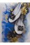 Plus Size Stone and Bead Embellished Shoe Printed Asymmetrical Women's Blouse - 4