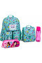 Primary School Girls Patterned Bright Color 4-Piece Pen Holder-Water Bottle-Lunch Box-Backpack