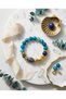 Blue Agate Stones and Lapis Lazuli Natural Stone Combination 316L Steel Gold Detailed Antique Design Women's Bracelet - 4