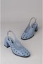 Seç 2625 Genuine Leather Heelled Women's Shoes (Heel Height: 6 cm) Blue - 7
