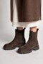 Brown Suede Elastic Chelsea Light Sole Comfortable Thick Sole Boots