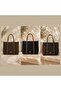 Large Black Zippered Shoulder Bag with Tan Handle Detail - 2