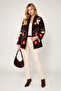Women's Brown Embossed Embroidered Kimono Cashmere Jacket - 2