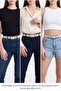 Genuine Leather, 3 cm Silver Color Rectangular Buckle, Light Cream, Stitched Classic Women's Belt, 3Cmkla50 - 3