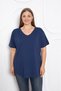 Women's V-Neck Large Size T-shirt Navy Blue - 2