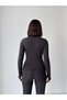 Winter Fleece Lined Turtleneck Long Sleeve Body Blouse with Finger Detail - 4