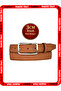 Genuine Leather, 3 cm Silver Color Rectangular Buckle, Nubuck Tan, Stitched Classic Women's Belt, 3Cmkla50