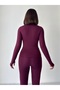 Winter Fleece Lined Turtleneck Long Sleeve Body Blouse with Finger Detail - 6