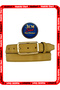 Genuine Leather, 3 cm Gold Color Rectangular Buckle, Mustard Suede, Stitched Classic Women's Belt, 3Cmkla50