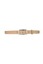 Genuine Leather, 3 cm Silver Color Rectangular Buckle, Dark Cream, Stitched Classic Women's Belt, 3Cmkla50 - 5