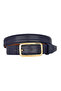 Genuine Leather, 3 cm Gold Color Rectangular Buckle, Navy Blue, Stitched Classic Women's Belt, 3Cmkla50 - 5