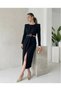 Women's Buckle Waist Detailed Midi Dress - 5