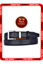 Genuine Leather, 3 cm Silver Color Buckle, Navy Blue, Stitched Classic Women's Belt, 3Cmkla48