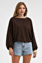 Women's Standard Size Balloon Sleeve Bluz - 3