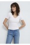 M1601040 V-Neck Basic T-Shirt Women's T-Shirt White - 2