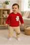 Baby 100% Cotton Teddy Bear Top and Bottom Set with Removable Toys - 2