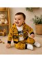 Baby Boy Monkey Patterned Hooded Zippered Jacket 3-Piece Seasonal Cotton Set - 6