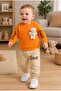 Baby 100% Cotton Teddy Bear Top and Bottom Set with Removable Toys - 4
