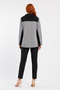 Women's Black Gray Leather Detailed Relaxed Fit Long Sleeve Blouse - 2