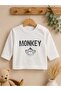 Baby Boy Monkey Patterned Hooded Zippered Jacket 3-Piece Seasonal Cotton Set - 7