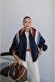Navy Blue Scarf Bomber Jacket - 3