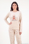 Patterned Soft Textured Long Sleeve Pajama Set Women's Pajama Set 65750155 - 3