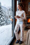 Winter Themed Crew Neck Long Sleeve Pajama Set Women's Pajama Set 6575019