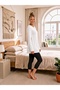 Women's White Long Sleeve Cotton Crew Neck Combed Cotton Tunic-Underwear Ysf-1 - 3