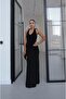 Black Lace Halter Dress - 5