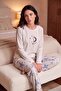 طقم بيجامة نسائي بأكمام طويلة وملمس ناعم منقوش 65750155