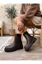 Arven Brown Leather Stitched Non-Slip Sole Flat Boots - 3