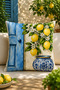 Blue Yellow Lemon Patterned 5-Piece Decorative Set – 4 Throw Pillows + 1 Runner - 4