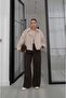 Stone Color Double Collar Short Trench Coat - 2