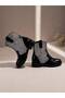 Girl's Crinkled Patent Leather Boots with Glitter Detail, Black Winter Comfortable Boots, Daily Stylish Zippered Cowboy Boots - 3