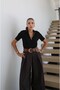 Black Zippered Polo Neck Knitwear Blouse - 4