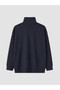 Alita City Lcw Modest Navy Blue Interlock Plain Oversize Women's Sweatshirt Tunic with a Difference - 6